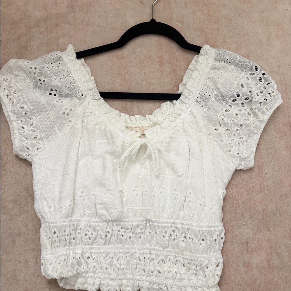 White Eyelet Lace Women's Top